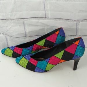 Bright Colorblock retro satin heels 10 lifestride